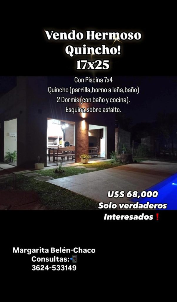 Quincho con 2 dormis,piscina,parrilla horno a leña. Exelente estado!