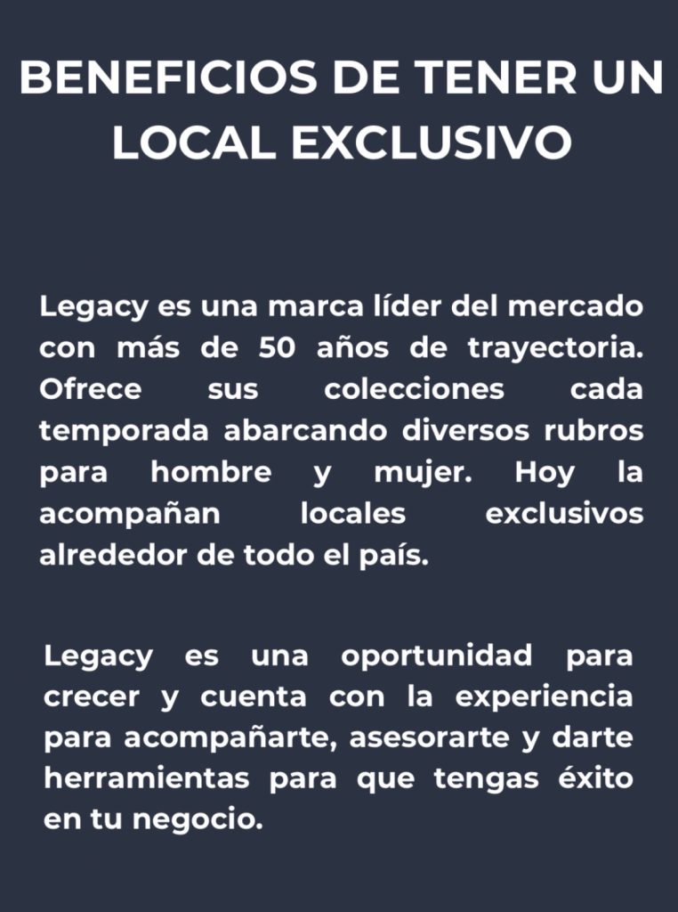 Local indumentaria Legacy Villa María