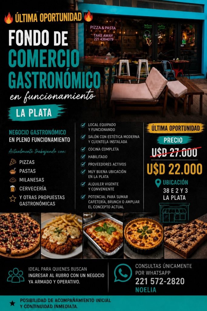 Vendo fondo de comercio gasttonomico